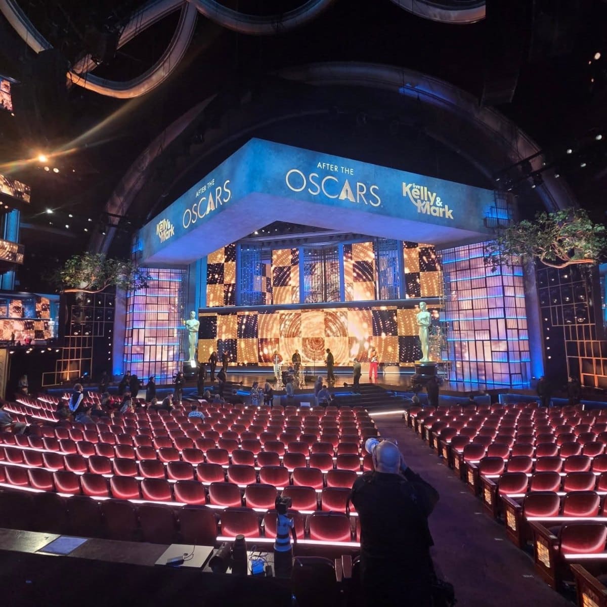 The After the Oscars marquee, lit